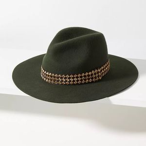 Maradji Ribbon-Trimmed Wool Felt Rancher in Green M/L BS11